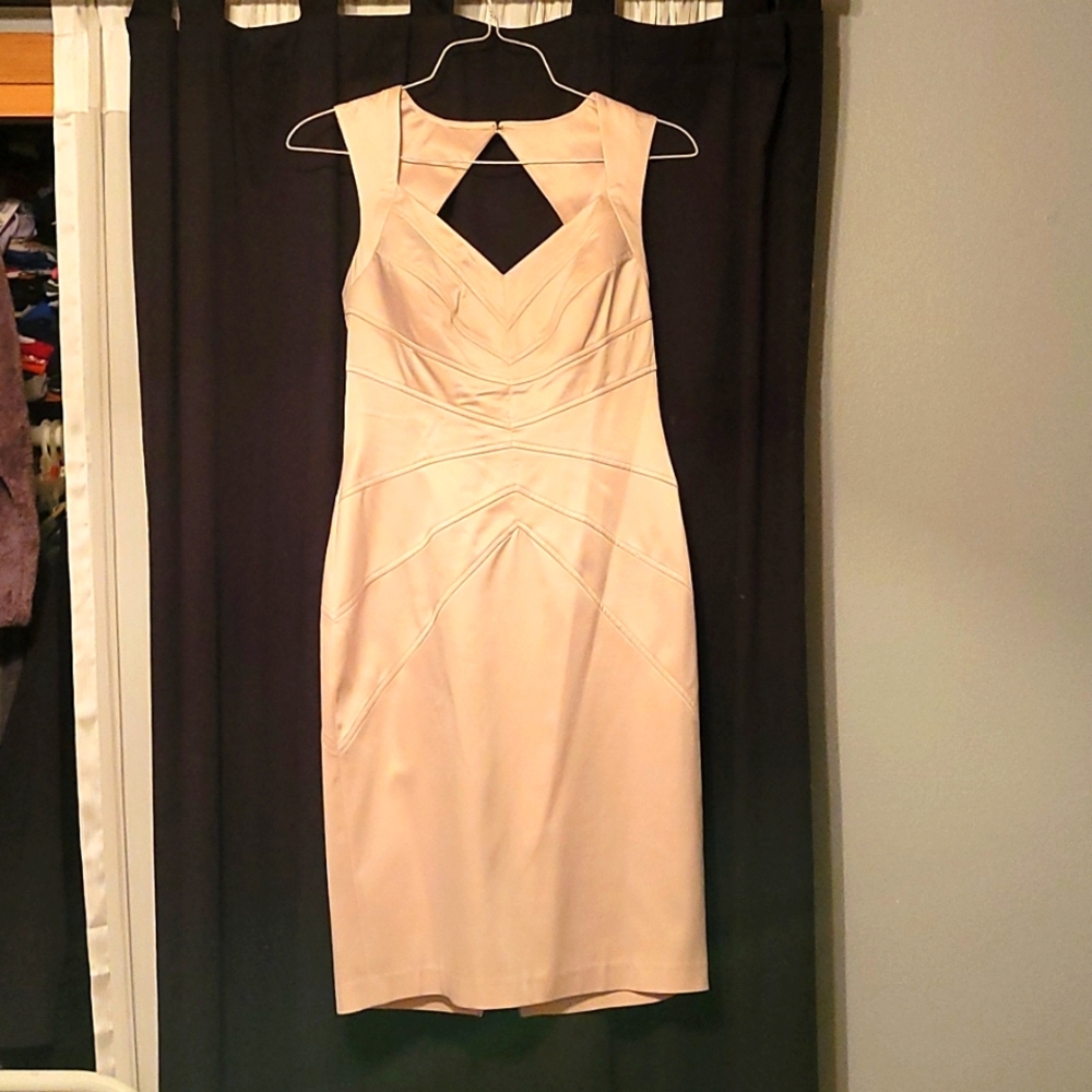 Cream satin zip-up dress
